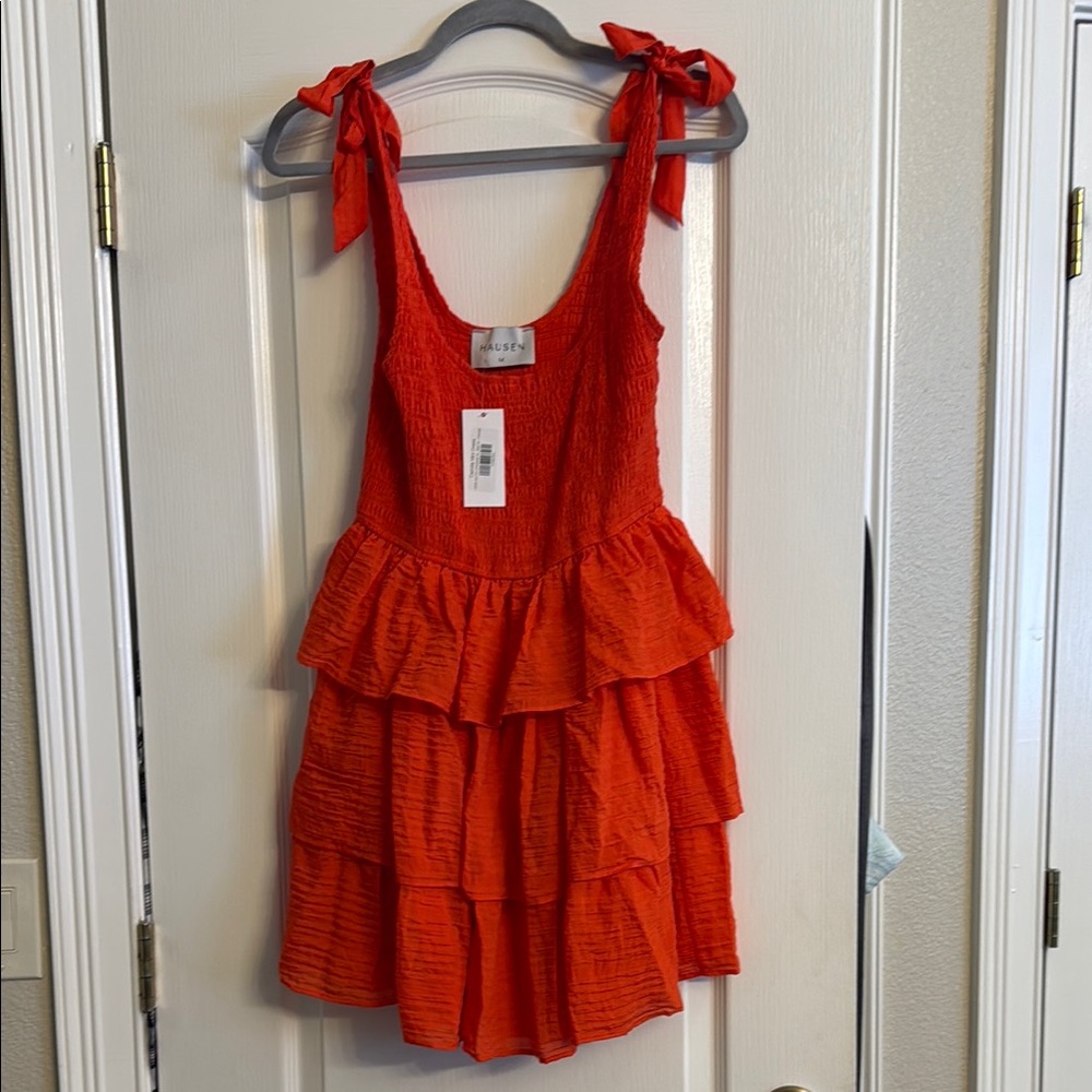 Red Tiered Dress with Bow Straps